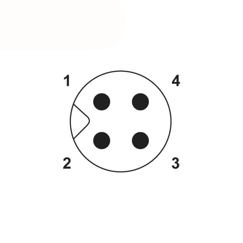 M5 4pins A code male straight cable,unshielded,PVC,-40°C~+105°C,26AWG 0.14mm²,brass with nickel plated screw